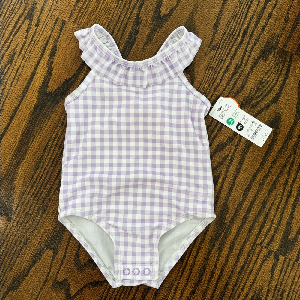 Carter's Purple Gingham One-Piece Swimsuit